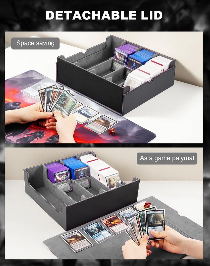 ZLCA Card Storage Box for MTG PTCG  Commander Deck Box Holds 2400+ Cards  Card Storage Case with 4 Stoppers  Card Organizer for TCG Sport Cards(Black) - Image 5